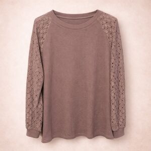 IWOLLENCE Mauve Lace Top 2XL